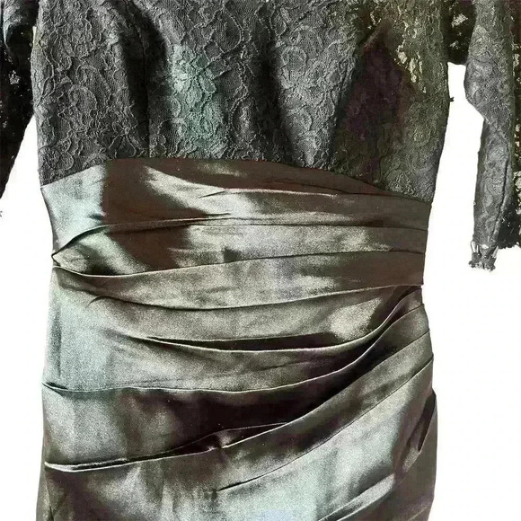 eDressit Black Lace & Satin Formal Dress Size 8 3/4 Sleeve Long Wedding Gown - Picture 4 of 15